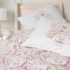 Lenjerie de pat dublu din bumbac 100% ranforce, Cotton Box Sevara, cu imprimeu baroc roz pudrat pe fundal alb și bej, model elegant și rafinat