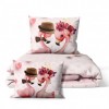 Lenjerie de pat dublu bumbac 100% ranforce Club Cotton Amoro, flamingo îndrăgostiți, alb și roz