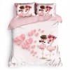 Lenjerie de pat dublu bumbac 100% ranforce Club Cotton Amoro, flamingo îndrăgostiți, alb și roz