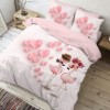 Lenjerie de pat dublu bumbac 100% ranforce Club Cotton Amoro, flamingo îndrăgostiți, alb și roz