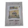 Lenjerie de pat dublu bumbac 100% ranforce Club Cotton Cary galben-verde cu inscripții MR și MRS și elemente grafice