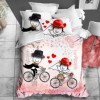 Lenjerie de pat dublu bumbac 100% ranforce Club Cotton Humy, cuplu pe bicicletă