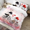 Lenjerie de pat dublu bumbac 100% ranforce Club Cotton Humy, cuplu pe bicicletă