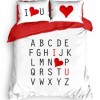 Lenjerie de pat dublu bumbac 100% ranforce Club Cotton Love Name alb-roșu-negru cu litere și inimioare