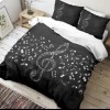 Lenjerie de pat dublu bumbac 100% ranforce Club Cotton Musicol, note muzicale, alb și negru