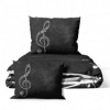 Lenjerie de pat dublu bumbac 100% ranforce Club Cotton Musicol, note muzicale, alb și negru