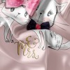 lenjerie de pat, bumbac ranforce, lenjerie dublu, roz pal, imprimeuri de pisicuțe, fundițe, design jucăuș, Club Cotton Pisy Cats