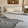 Lenjerie de pat dublu din bumbac 100% ranforce model Club Cotton Pure Antracit cu design simplu în nuanțe de antracit și alb