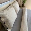 Lenjerie de pat dublu din bumbac 100% ranforce model Club Cotton Pure Indigo cu design simplu în nuanțe de indigo și alb