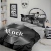 Set de lenjerie din bumbac 100% ranforce cu imprimeu digital și tematică rock, oferind un design modern și durabil.