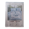 Lenjerie de pat dublu din bumbac 100% ranforce, model Club Cotton Sarai, cu motive florale și ornamentale sofisticate în nuanțe de albastru și alb.