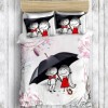Lenjerie de pat dublu bumbac 100% ranforce Club Cotton Selly, cuplu sub umbrelă
