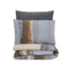 Lenjerie pat dublu bumbac 100% ranforce, Cotton Box, model Asel Antracit, cu imprimeuri geometrice în nuanțe de antracit, gri și maro