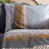Lenjerie pat dublu bumbac 100% ranforce, Cotton Box, model Asel Antracit, cu imprimeuri geometrice în nuanțe de antracit, gri și maro