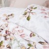 Lenjerie pat dublu bumbac ranforce, design cu frunze bej si roz, Cotton Box