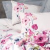 Lenjerie de pat Cotton Box din bumbac ranforce cu design floral roz și mov pe fundal gri