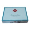 Lenjerie de pat dublu bumbac 100% Ranforce Cotton Box Cesminaz Turquoise cu design floral vibrant în nuanțe de turcoaz, roșu și portocaliu pe fundal alb, veselă și energică.