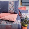 lenjerie de pat bumbac ranforce, lenjerie carouri florale albastru roz alb, Cotton Box lenjerie premium, material durabil