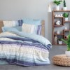 Lenjerie de pat Cottonbox din bumbac 100% ranforce, design modern în albastru, verde mentă și crem, cu dungi orizontale