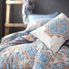 Lenjerie de pat dublu din bumbac 100% ranforce, model Cotton Box Grande Blue, cu motive orientale albastre și albe.