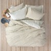 Lenjerie de pat din bumbac 100% ranforce, model Jot Beige, motive discrete geometrice în nuanțe de bej și alb