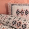 Lenjerie de pat Cottonbox din bumbac 100% ranforce, design etnic în somon, negru și alb, cu motive geometrice tradiționale