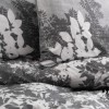 Lenjerie de pat Lunt-Anthracite cu nuanțe de antracit și alb, imprimeuri cu frunze