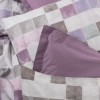 Lenjerie de pat din bumbac 100% ranforce, de la Cotton Box, model Maro Gul Kurusu, cu design patchwork pastel în nuanțe de mov, roz și gri.