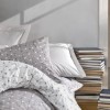 Lenjerie de pat dublu din bumbac 100% ranforce, model Cotton Box Mottle Mink, cu motive geometrice subtile în nuanțe de gri și alb.