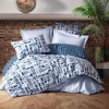 Lenjerie de pat dublu bumbac 100% Ranforce Palo Blue cu design modern în carouri albastre și albe
