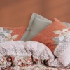 Lenjerie de pat Simeone-Mink cu nuanțe de maro, portocaliu și alb, frunze decorative
