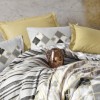 Lenjerie de pat dublu bumbac 100% Ranforce Stone Beige cu design de marmură în nuanțe de bej și alb