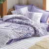 Lenjerie de pat dublu din bumbac 100% ranforce cu design paisley în nuanțe de lila și alb