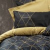 Lenjerie pat dublu Cotton Box Veta Gold bumbac ranforce model geometric negru auriu