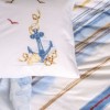 Lenjerie pat dublu bumbac ranforce, design nautic dungi albastre si ancore, Cotton Box