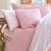 Lenjerie pat dublu Cotton Box Best Pink bumbac ranforce cu elastic 180x200 cm model geometric roz pudra