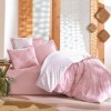 Lenjerie pat dublu Cotton Box Best Pink bumbac ranforce cu elastic 180x200 cm model geometric roz pudra