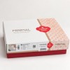 Lenjerie pat dublu Cotton Box Moil Bej din bumbac 100% ranforce, cu cearsaf elastic si model abstract cu cercuri bej si gri