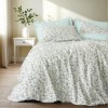 Lenjerie pat dublu Cotton Box Nola Mint bumbac 100% ranforce cu floricele  bleu-alb