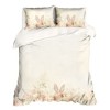 Lenjerie pat dublu 3D Paste bumbac 100% ranforce Elon floral pastel cu iepuras imprimeu digital