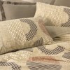 Lenjerie pat dublu Cotton Box Moona Brown bumbac 100% ranforce model geometric maro bej