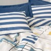 Lenjerie pat dublu Cotton Box Lunox bumbac 100% ranforce cu dungi bleumarin si design geometric