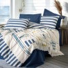 Lenjerie pat dublu Cotton Box Lunox bumbac 100% ranforce cu dungi bleumarin si design geometric