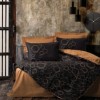 Lenjerie de pat Cottonbox, din bumbac 100% ranforce, cu model geometric cu hexagoane în nuanțe de cupru și negru