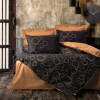 Lenjerie pat dublu Cotton Box Dawn Copper bumbac ranforce model geometric negru si copper