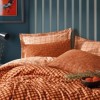 Lenjerie de pat dublu din bumbac 100% ranforce cu design rustic în carouri maro și crem