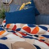 Lenjerie de pat Cottonbox, din bumbac 100% ranforce, cu model cu cercuri colorate în nuanțe de albastru, roșu și crem