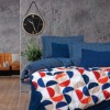 Lenjerie de pat Cottonbox, din bumbac 100% ranforce, cu model cu cercuri colorate în nuanțe de albastru, roșu și crem