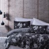 Lenjerie de pat din bumbac 100% ranforce, model Round Grey, motive circulare și abstracte în nuanțe de gri și negru