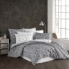 Lenjerie de pat gri cu alb, model abstract crăpături rocă, design modern